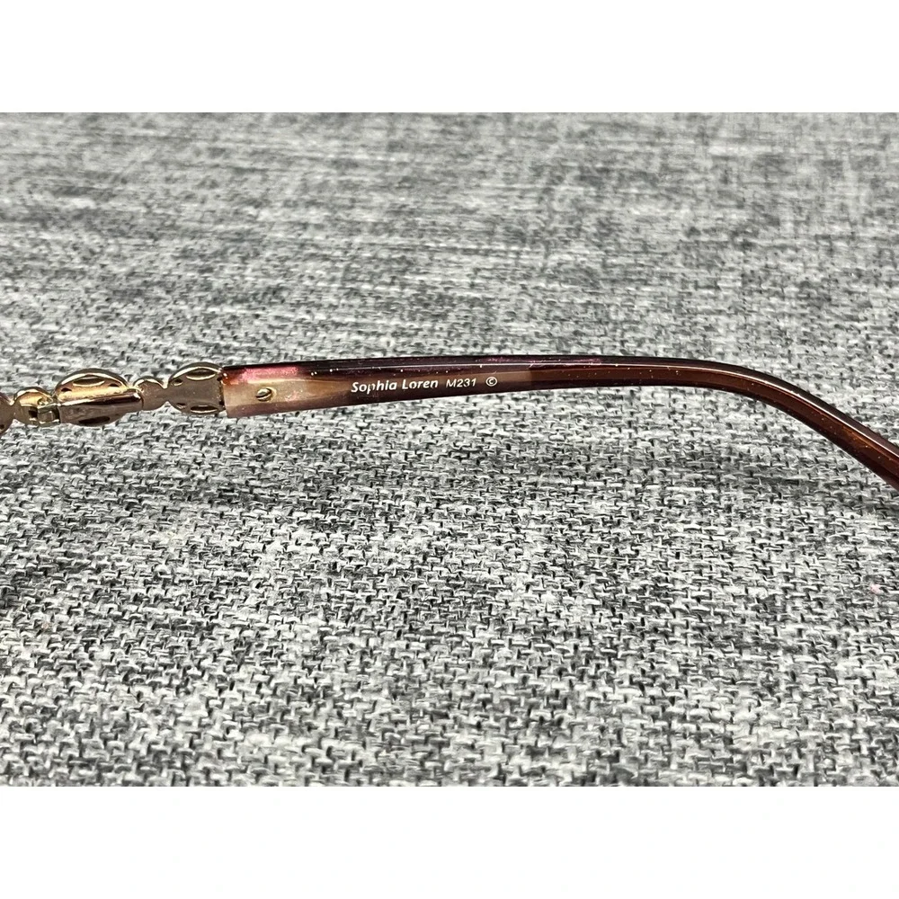 Sophia Loren M231 Zyloware Gold Burgundy Semi-Rimless Eyeglasses Frames 51-19